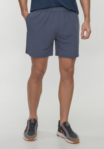 Shorts Com Bolso E Cós Elástico Em Tecido Plano Com Elastano, AZUL. Shorts Com Bolso E Cós Elástico Em Tecido Plano Com Elastano, AZUL, large.