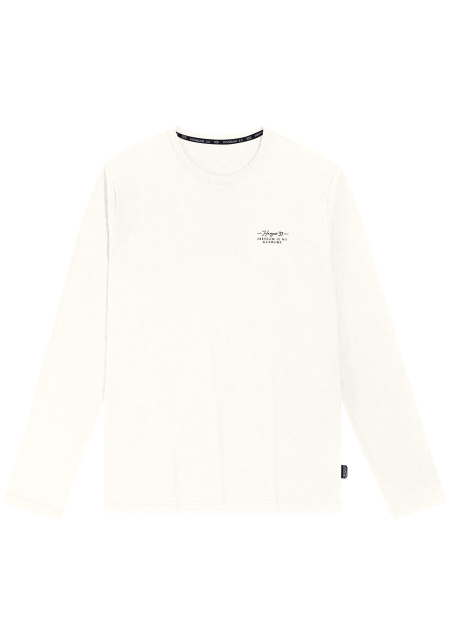 Camiseta Manga Longa com Estampa Costas, BRANCO OFF WHITE. Camiseta Manga Longa com Estampa Costas, BRANCO OFF WHITE, large.