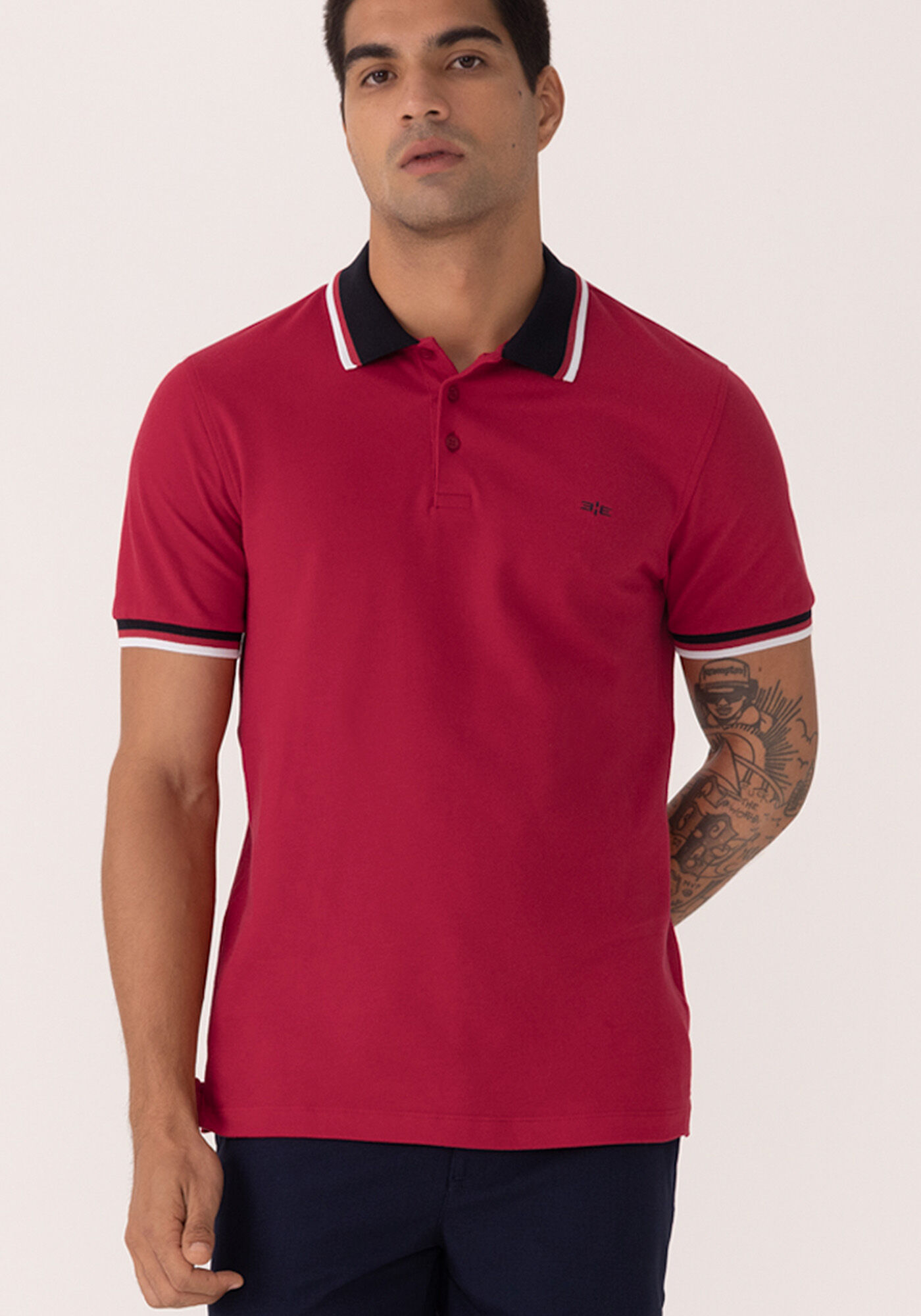 Camisa Com Gola Polo Em Malha Piquet Mercerizada, VERMELHO NATTY, large.