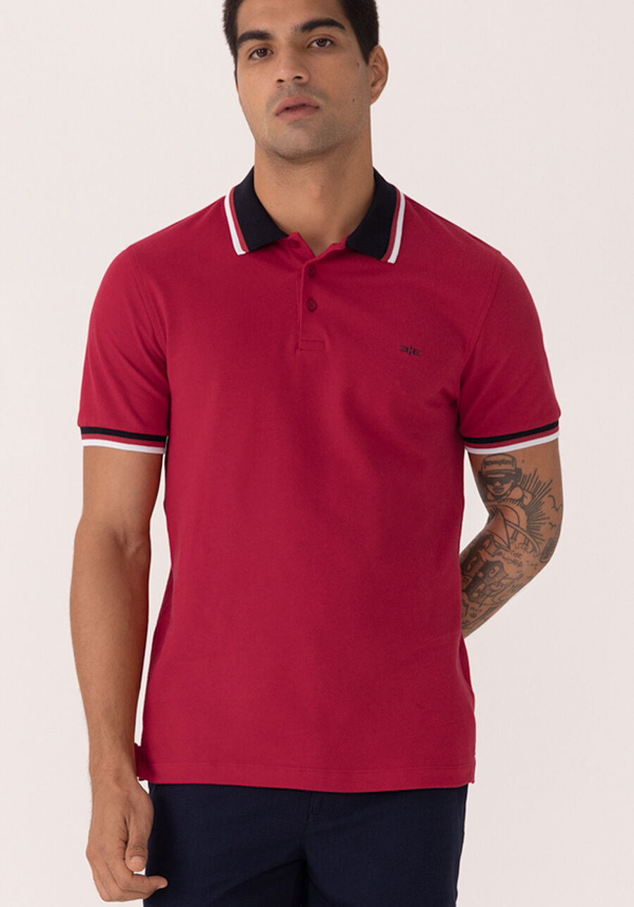 Camisa Com Gola Polo Em Malha Piquet Mercerizada, VERMELHO NATTY. Camisa Com Gola Polo Em Malha Piquet Mercerizada, VERMELHO NATTY, large.