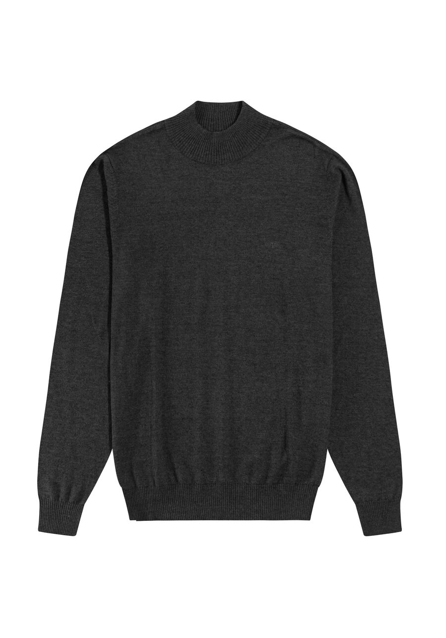 Blusão Masculino em Tricô com Gola Alta, MESCLA ESCURO. Blusão Masculino em Tricô com Gola Alta, MESCLA ESCURO, large.