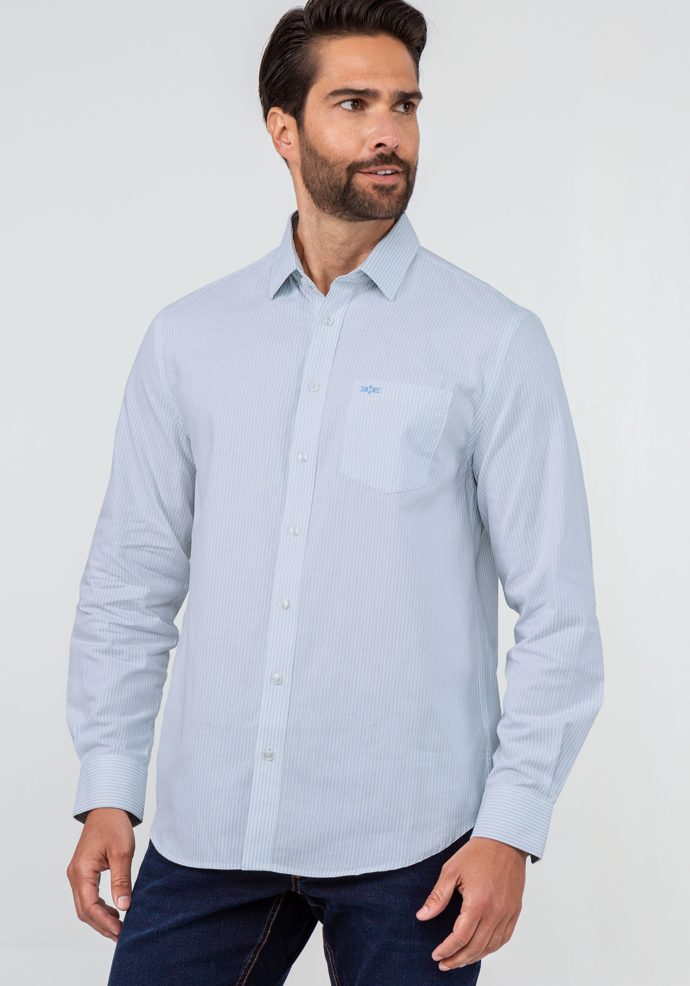 Camisa Comfort Tecido Plano, AZUL CLARO, large.