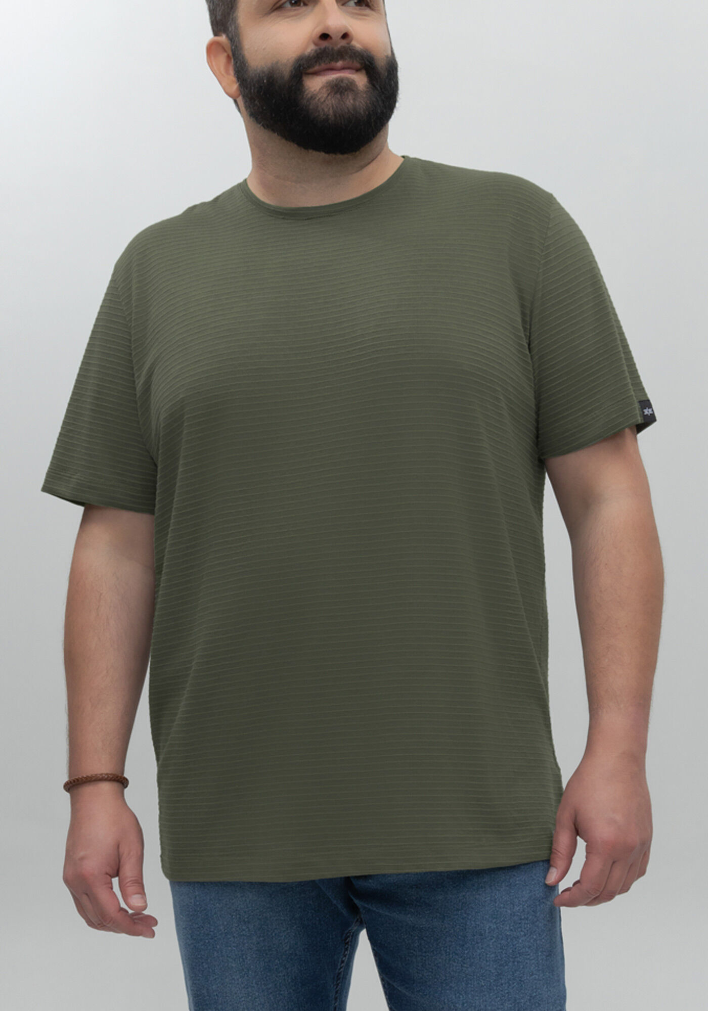 Camiseta De Mangas Curtas Big & Tall Em Malha Texturizada, VERDE HEIR, large.