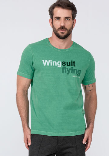 Camiseta Masculina Comfort Malha Estampa Wingsuit, VERDE TOSCANA, large.