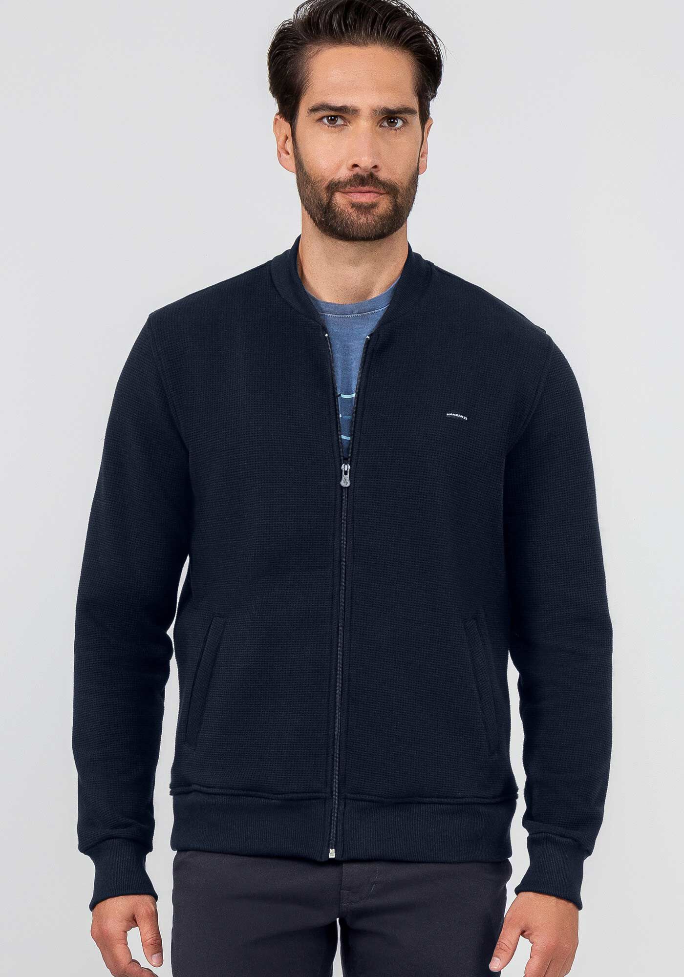 Jaqueta Masculina Bomber em Moletom Texturizado Hangar 33
