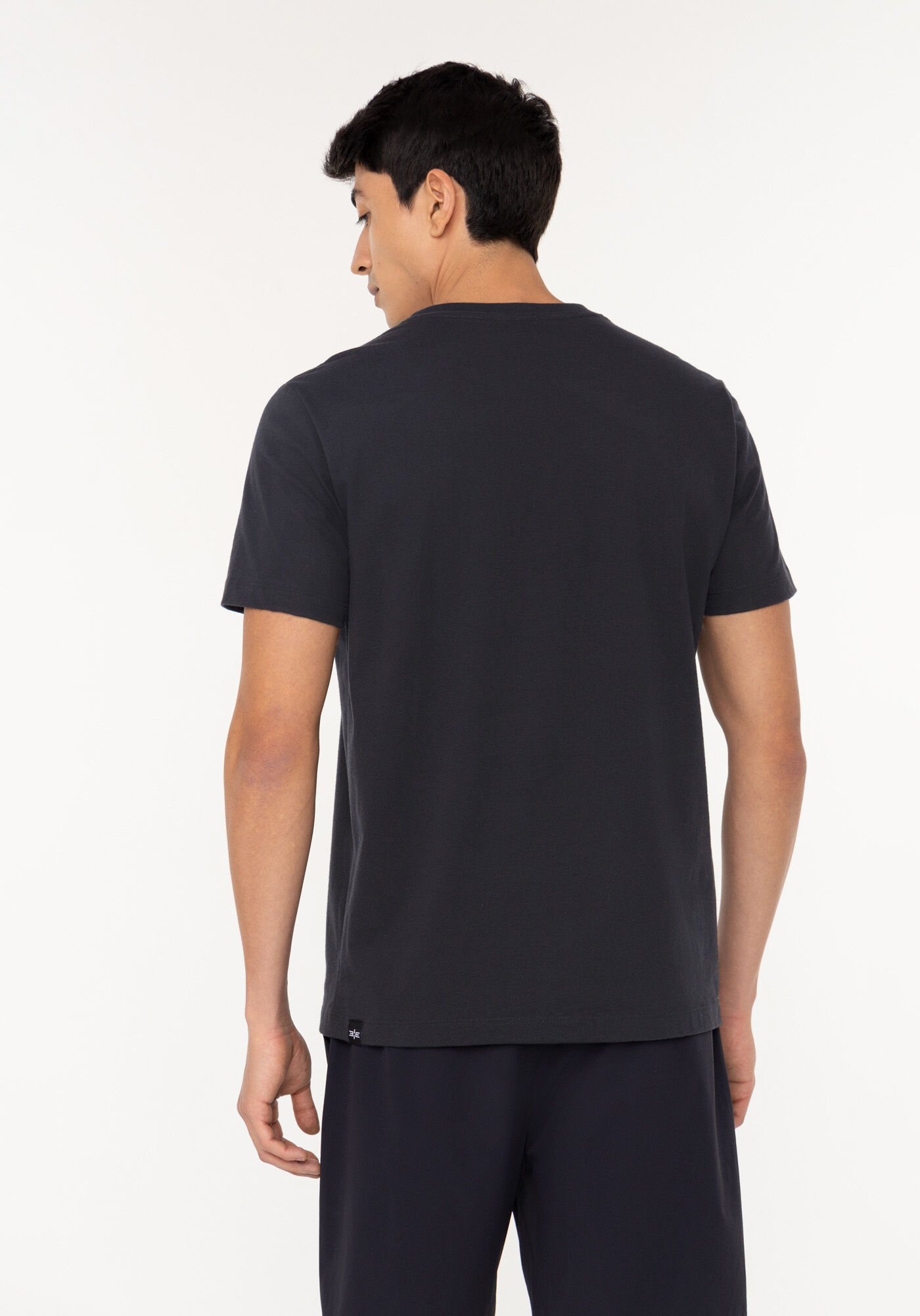 Camiseta De Mangas Curtas Com Estampa Localizada Meia Malha, PRETO, large.