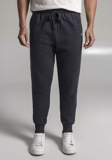 Calça Em Moletom Felpado Com Cadarço E Bolsos Funcionais, PRETO REATIVO. Calça Em Moletom Felpado Com Cadarço E Bolsos Funcionais, PRETO REATIVO, large.