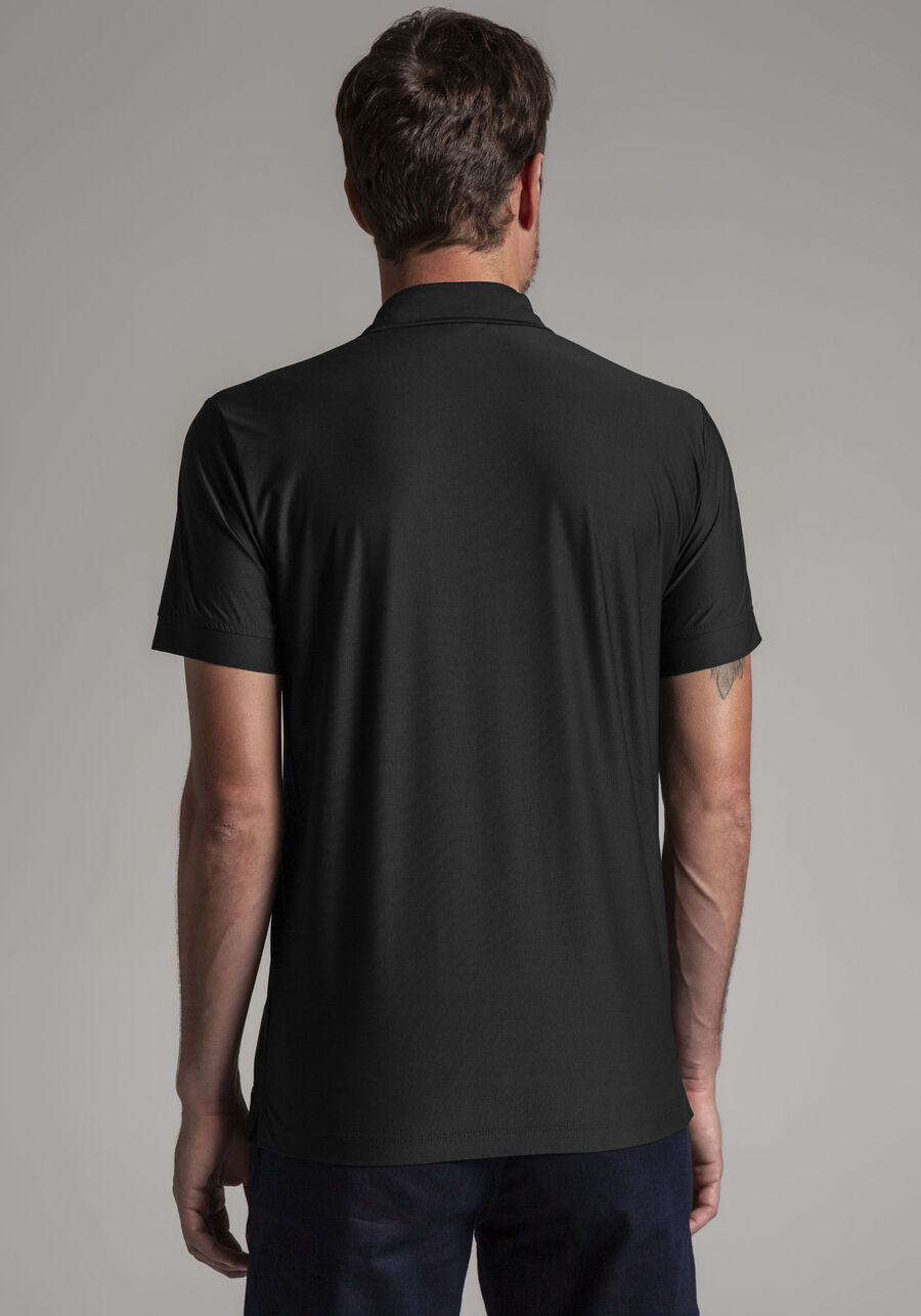 Camisa Polo Masculina em Malha Tech Skin, PRETO REATIVO, large.