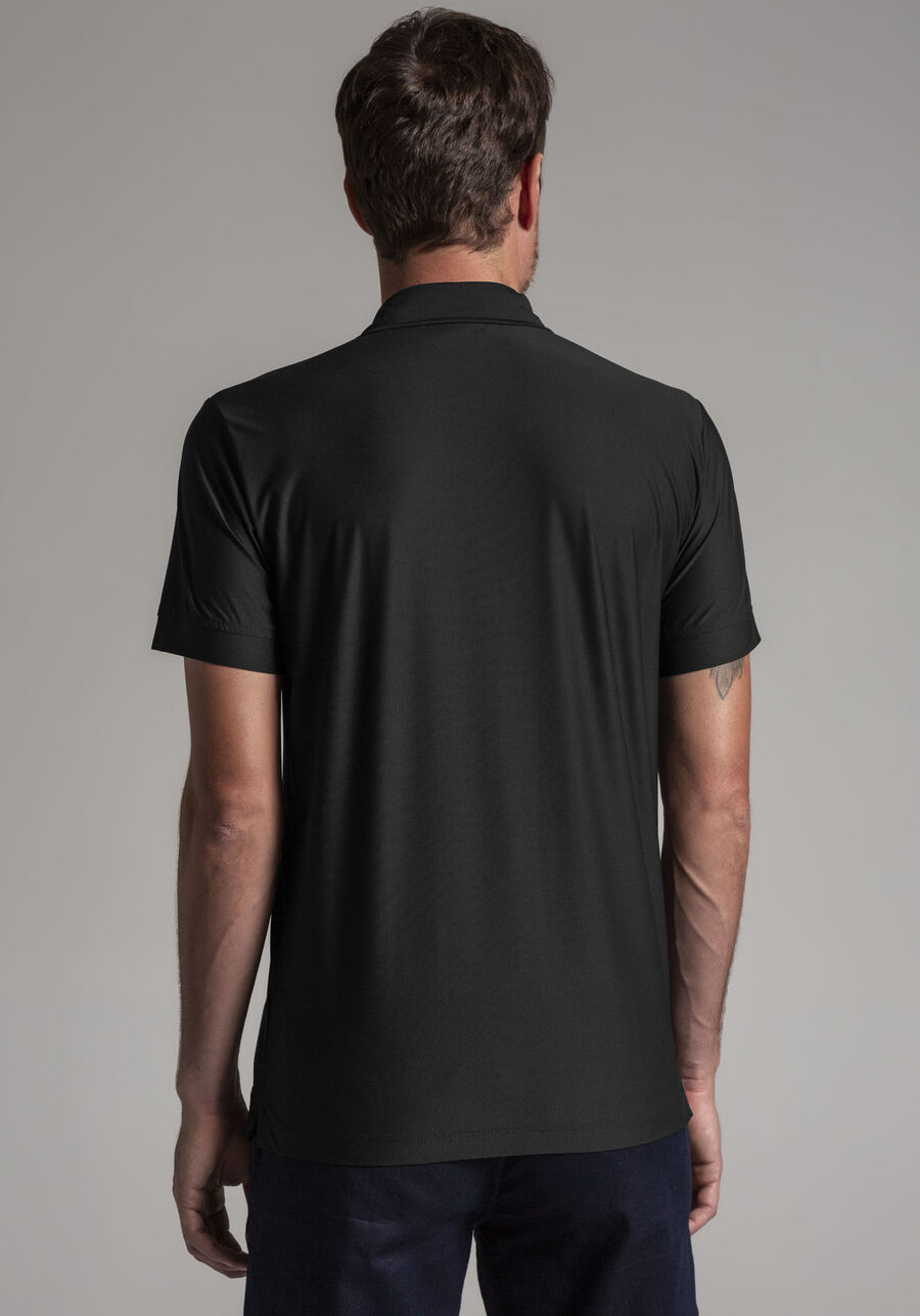 Camisa Polo Masculina em Malha Tech Skin, PRETO REATIVO. Camisa Polo Masculina em Malha Tech Skin, PRETO REATIVO, large.