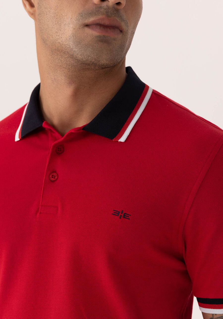 Camisa Com Gola Polo Em Malha Piquet Mercerizada, VERMELHO NATTY. Camisa Com Gola Polo Em Malha Piquet Mercerizada, VERMELHO NATTY, large.