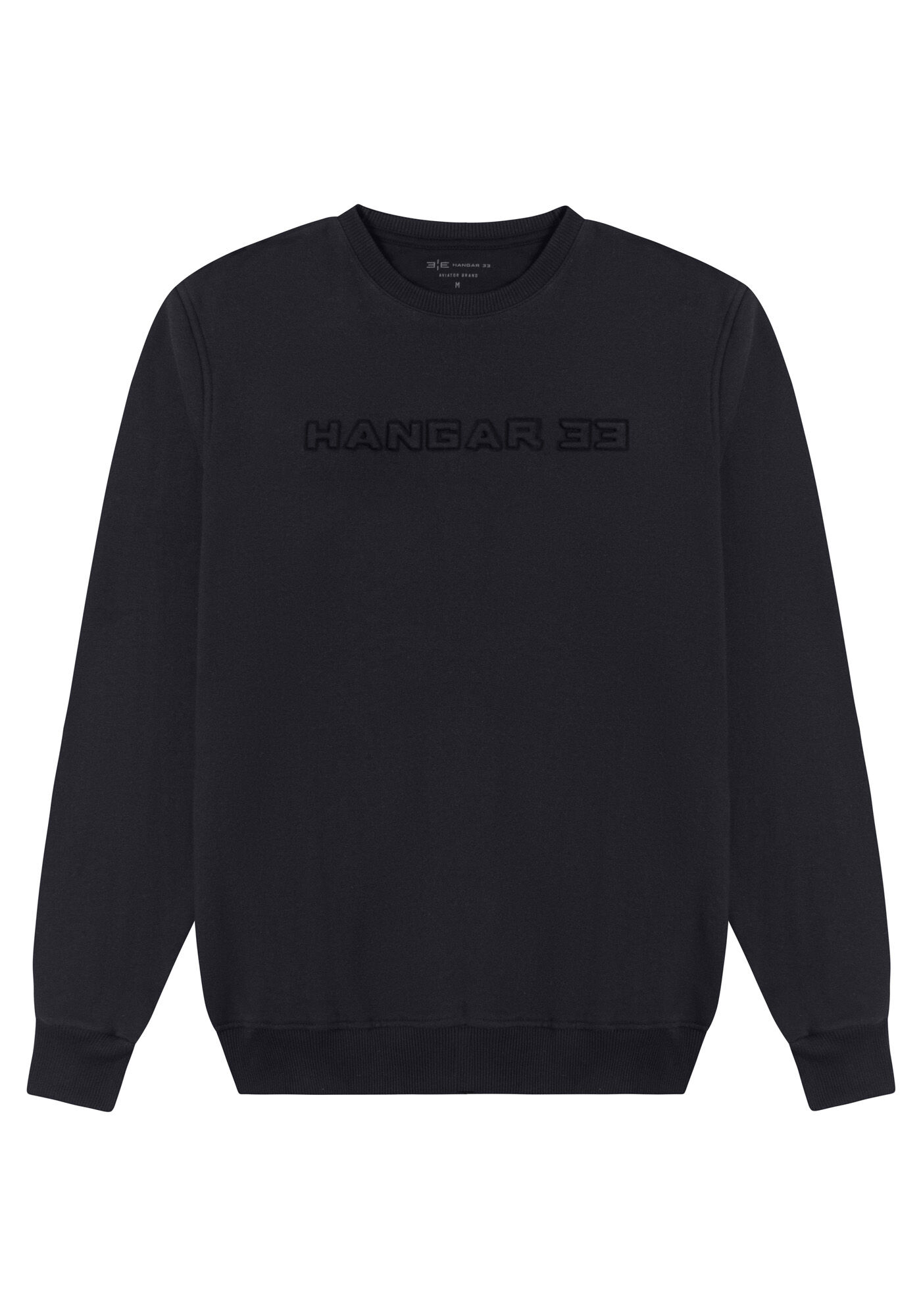 Blus&atilde;o Masculino em Moletom com Bordado Embossing, PRETO REATIVO, large.