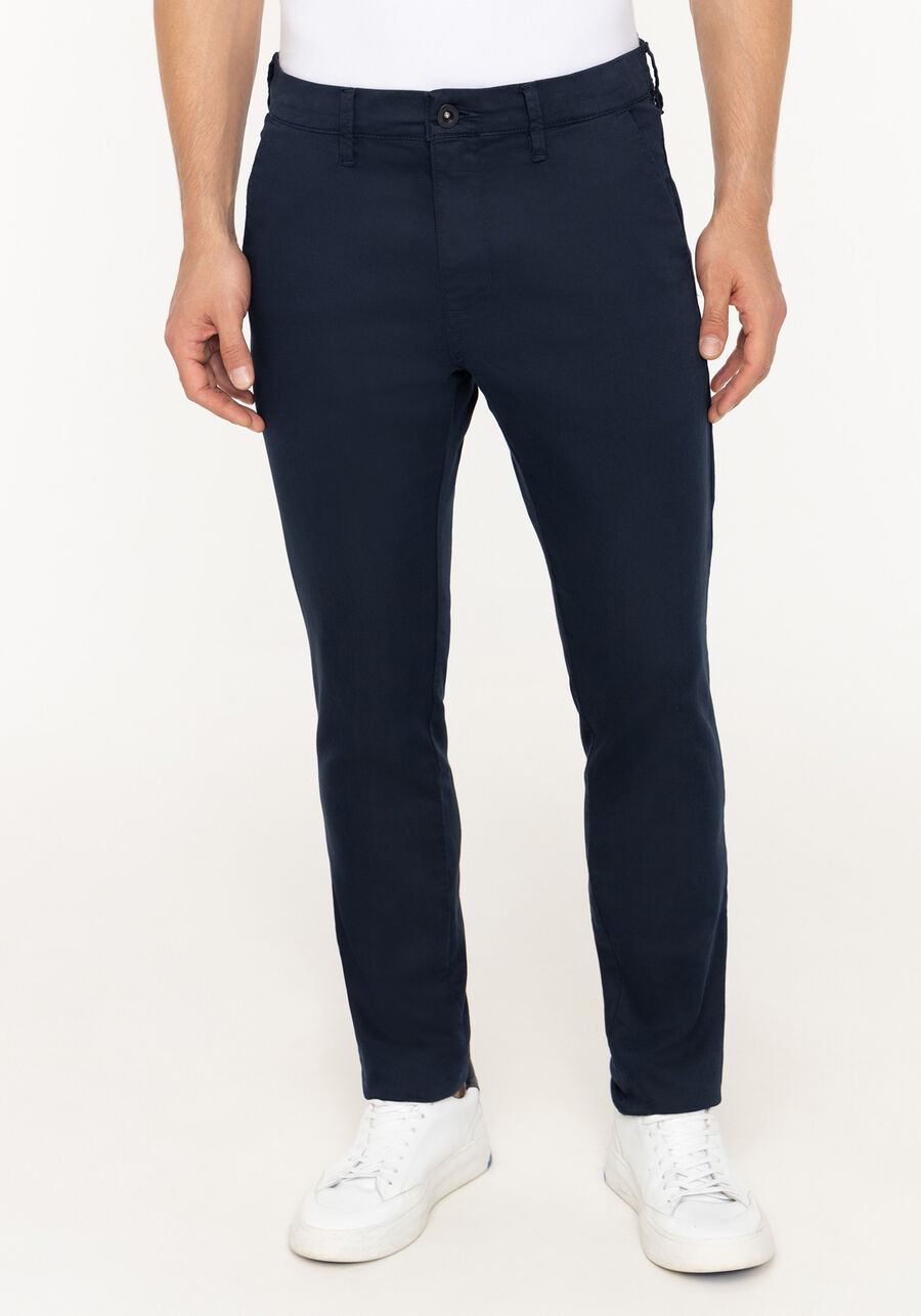 Calça Skinny Turbohélice Em Sarja Amaciada Com Elastano, MARINHO TREND. Calça Skinny Turbohélice Em Sarja Amaciada Com Elastano, MARINHO TREND, large.