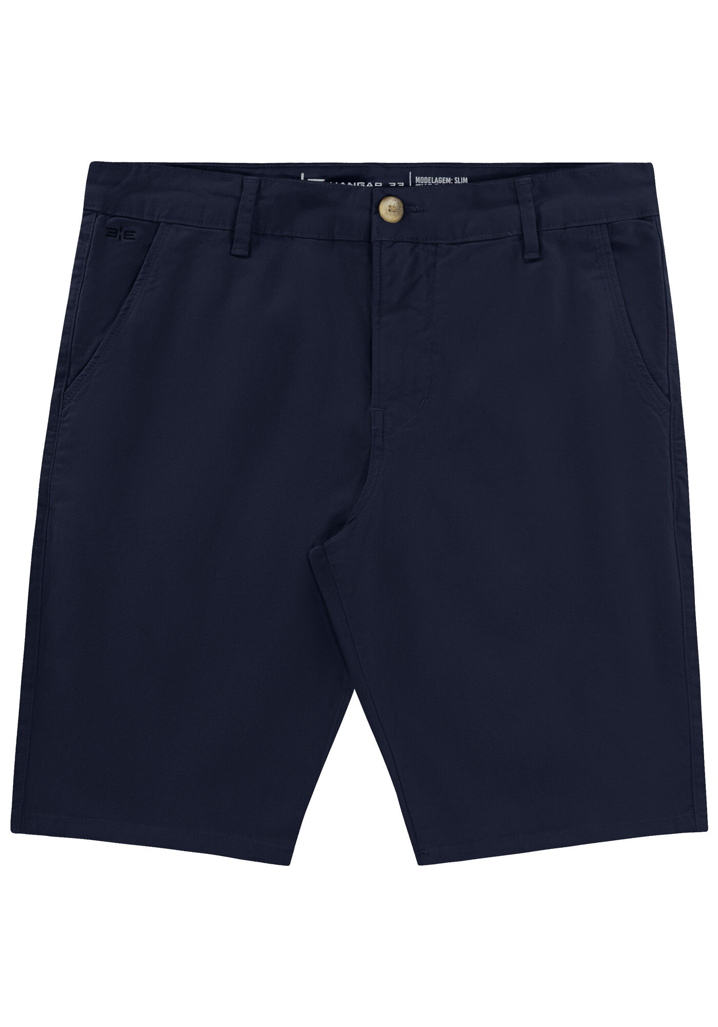 Bermuda Reta Radial Em Sarja Com Elastano, MARINHO ACTION, large.