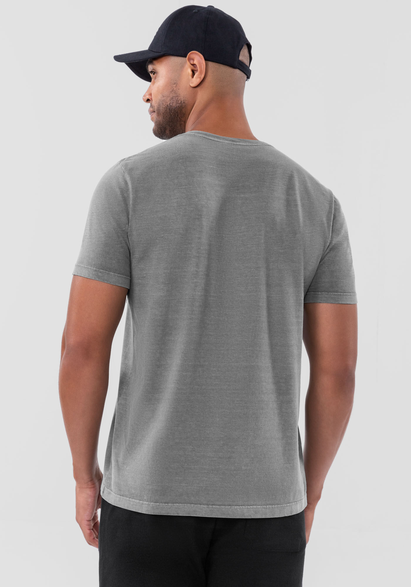 Camiseta Masculina Manga Curta com Efeito Estonado, CINZA CYBER, large.