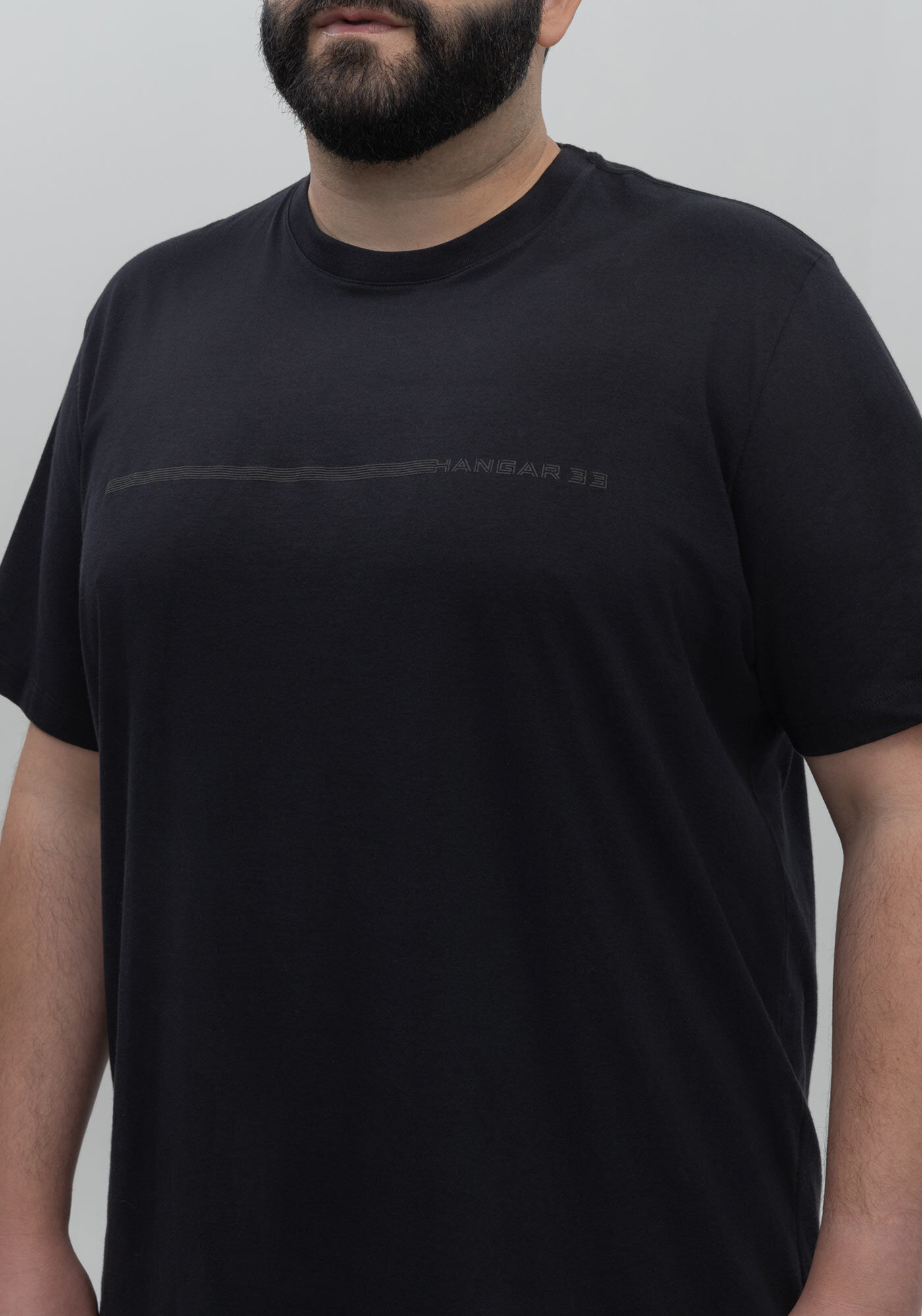 Camiseta De Mangas Curtas Big & Tall Em Malha Respons&aacute;vel, PRETO, large.