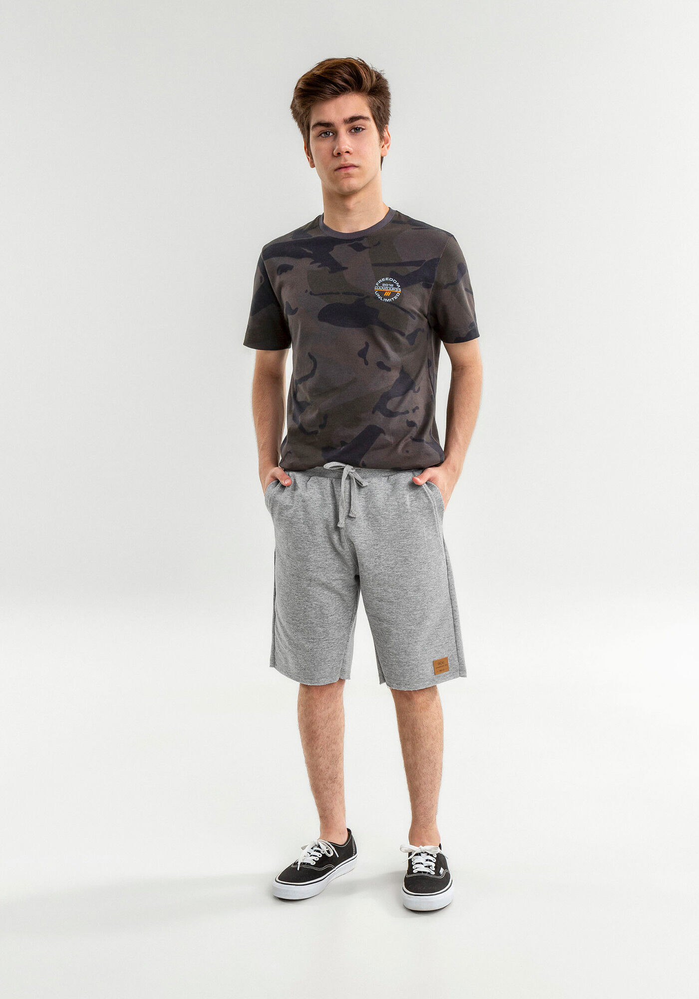 Bermuda Juvenil Masculina em Moletom, MESCLA MEDIO, large.