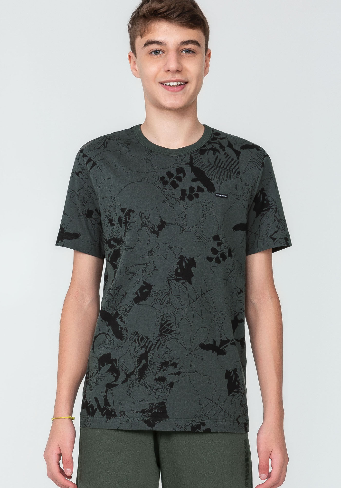 Camiseta Juvenil em Malha Estampada, BOTANICO VERDE, large.