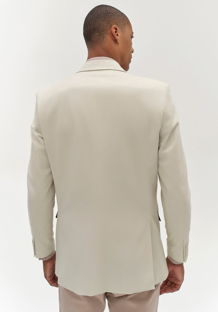 Blazer Social Comfort Em Sarja Com Elastano, BEGE RUSSET. Blazer Social Comfort Em Sarja Com Elastano, BEGE RUSSET, large.