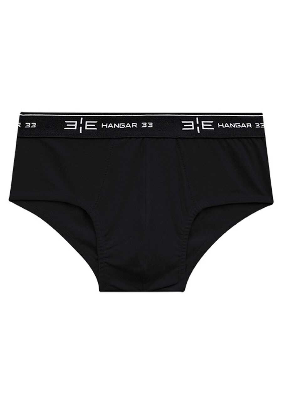 Cueca Slip Em Malha De Algodão Com Elastano, PRETO REATIVO. Cueca Slip Em Malha De Algodão Com Elastano, PRETO REATIVO, large.