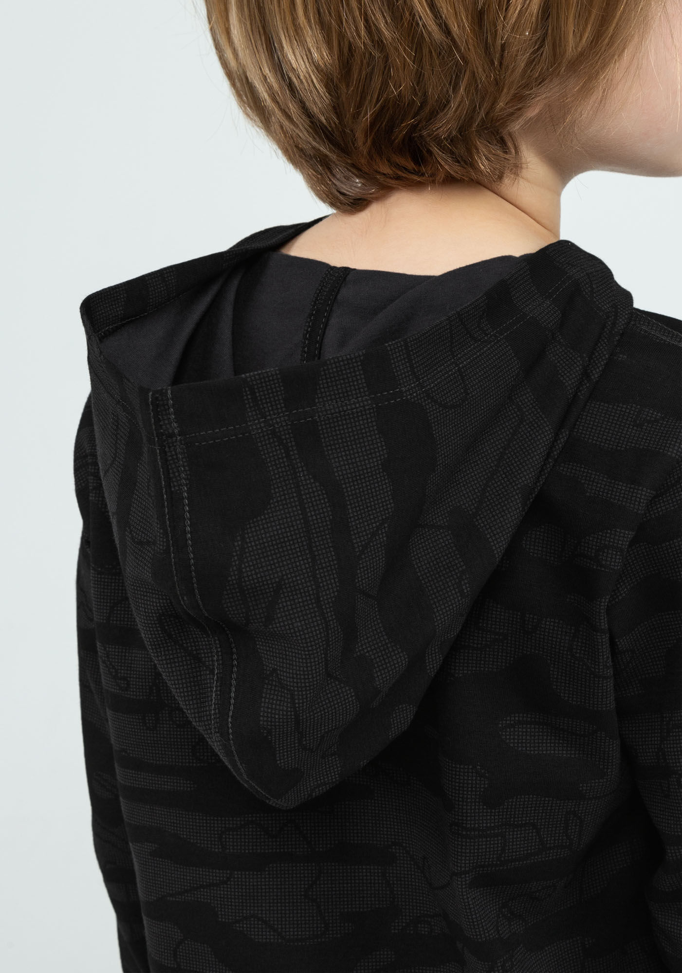 Camiseta Manga Longa com Capuz Tal Pai Tal Filho Infantil, GRID PRETO, large.