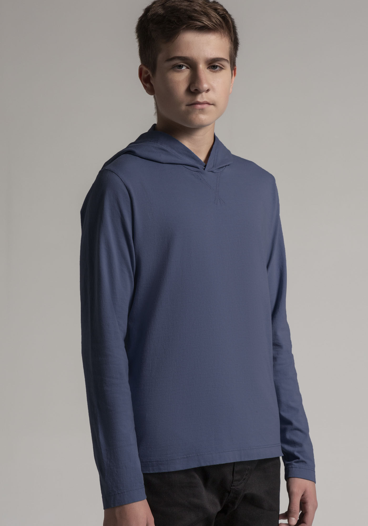 Camiseta Manga Longa Juvenil com Capuz, AZUL SEED, large.