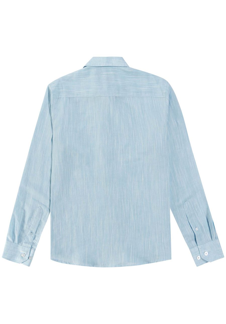 Camisa Masculina em Linho Flamê Slim Fit, AZUL CLARO. Camisa Masculina em Linho Flamê Slim Fit, AZUL CLARO, large.