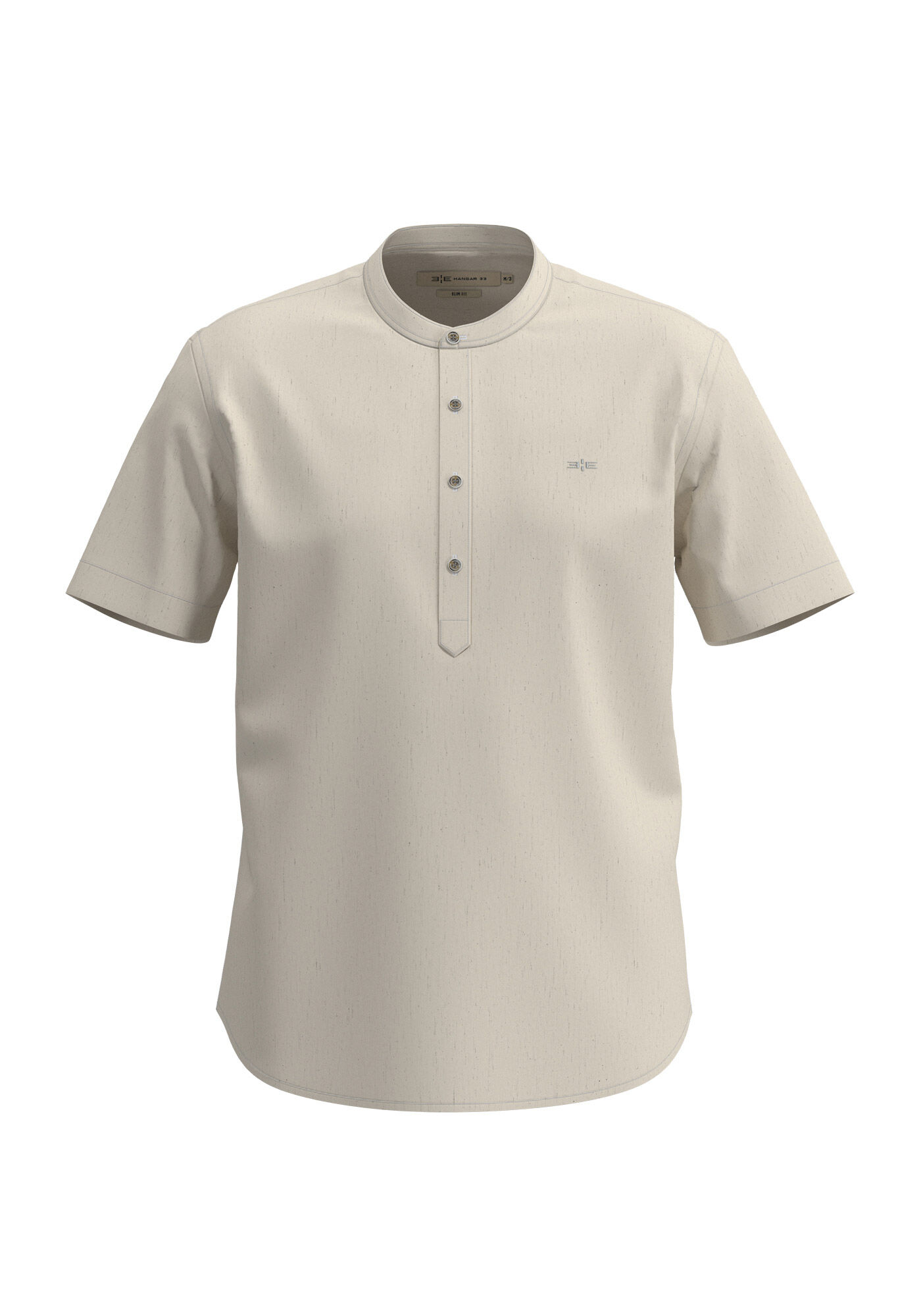 Camisa Bata De Mangas Curtas Com Linho, BRANCO OFF WHITE, large.