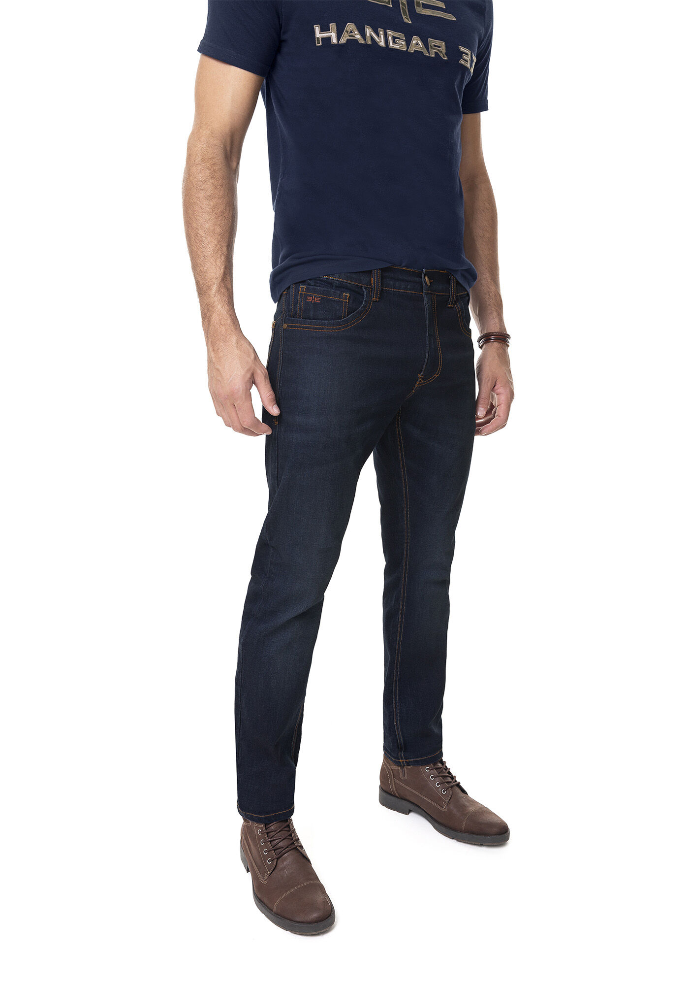 Cal&ccedil;a com Elastano, JEANS ESCURO, large.