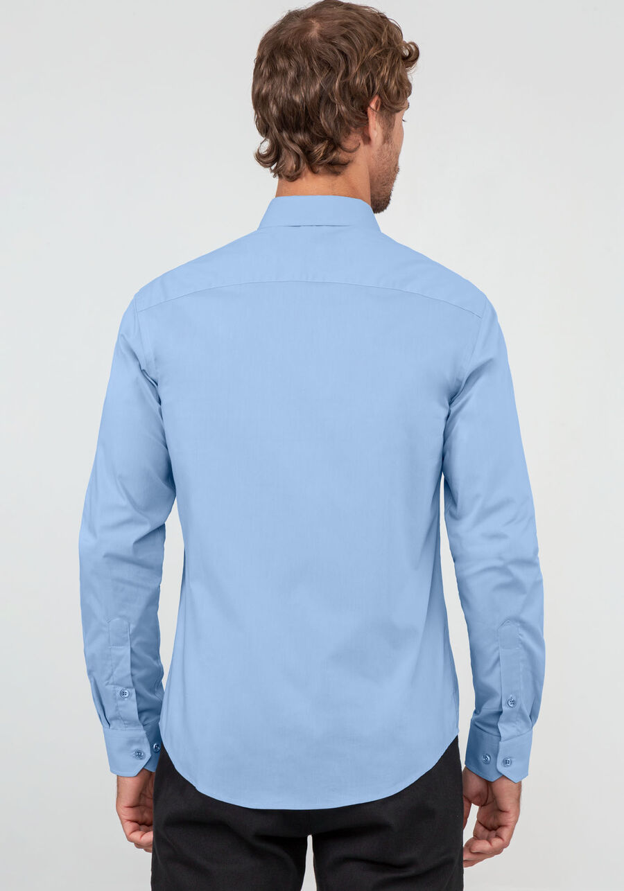 Camisa Masculina Slim Fit com Elasticidade, AZUL. Camisa Masculina Slim Fit com Elasticidade, AZUL, large.