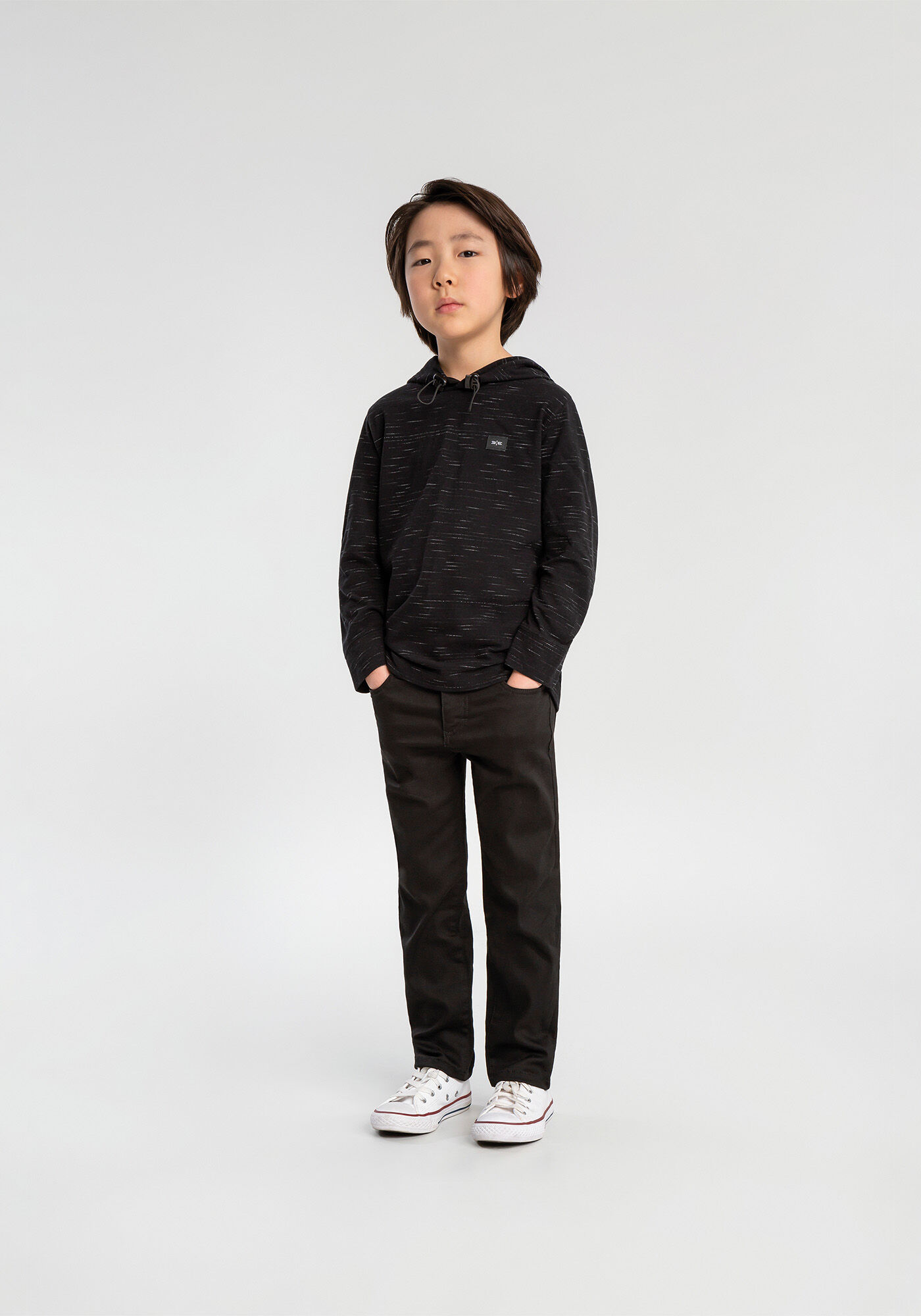 Camisa Manga Longa Capuz Regulador, PRETO REATIVO, large.