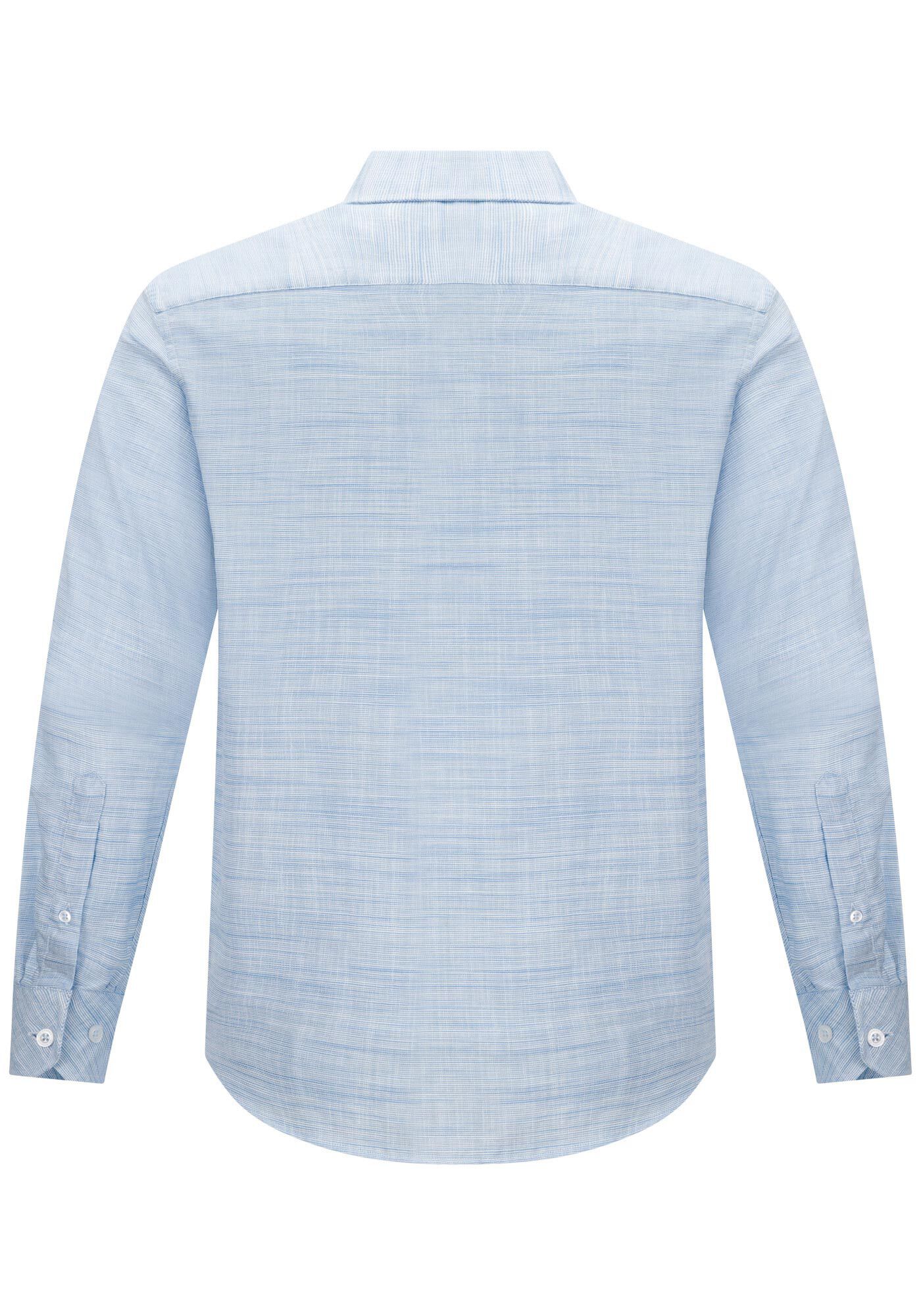 Camisa Bata Masculina Slim Fit em Flam&ecirc; Org&acirc;nico, AZUL BRUMA, large.