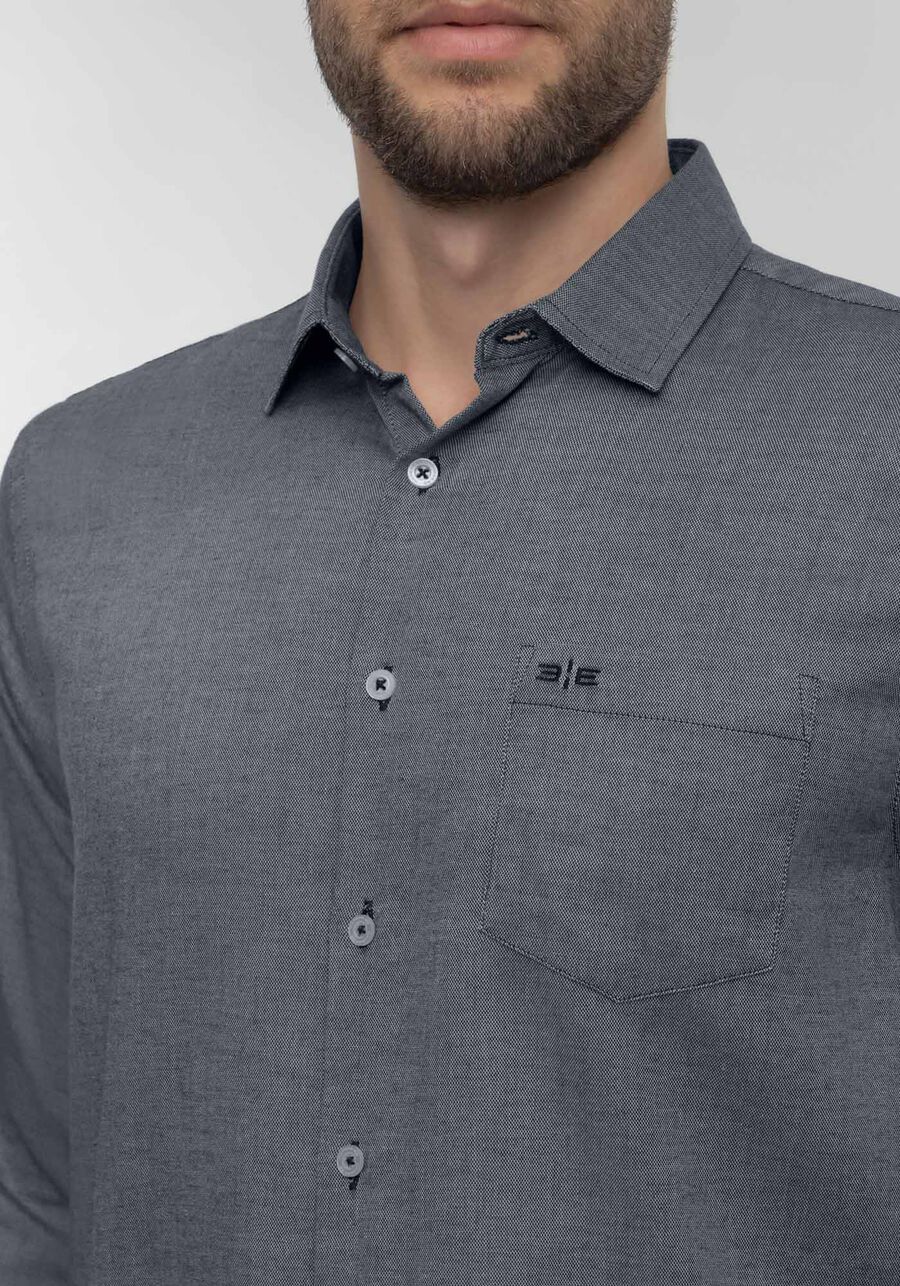 Camisa Comfort De Mangas Longas Com Bolso Em Oxford, MARINHO ACTION. Camisa Comfort De Mangas Longas Com Bolso Em Oxford, MARINHO ACTION, large.