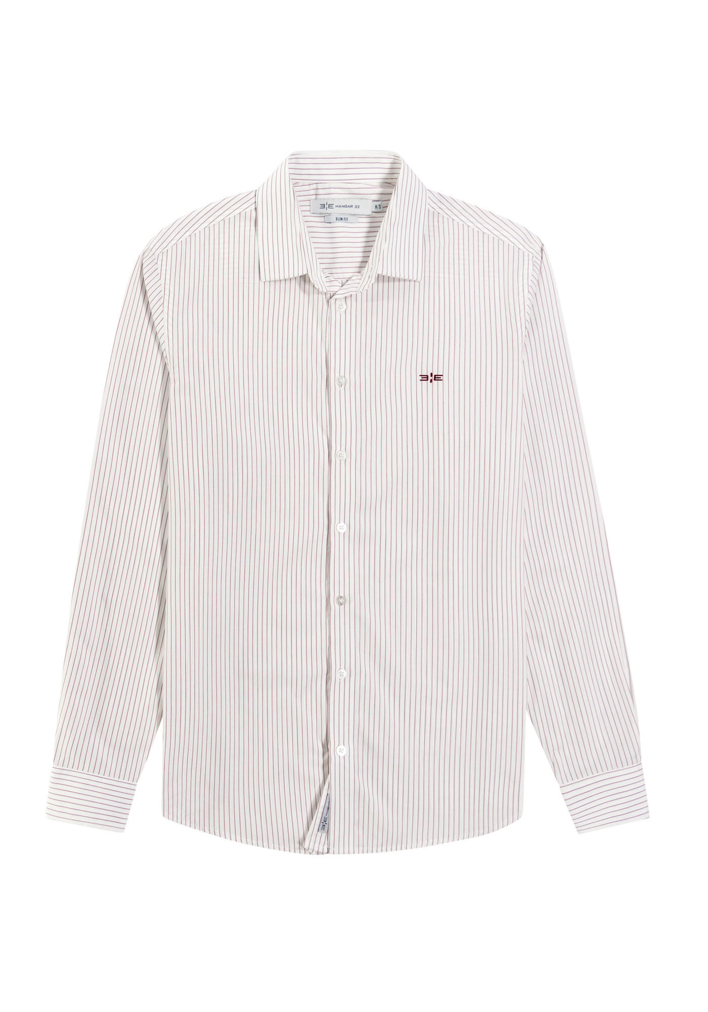 Camisa Masculina Slim Fit Fio Eg&iacute;pcio Listrada, BRANCO/BORDO, large.