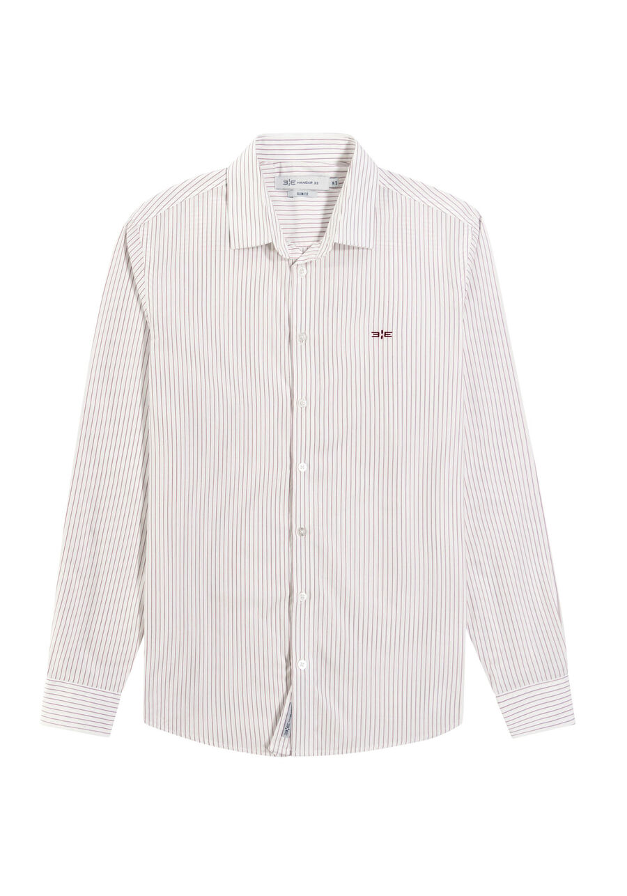 Camisa Masculina Slim Fit Fio Egípcio Listrada, BRANCO/BORDO. Camisa Masculina Slim Fit Fio Egípcio Listrada, BRANCO/BORDO, large.