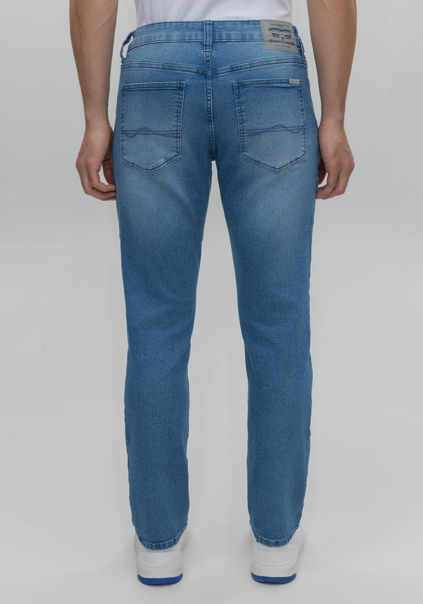 Cal&ccedil;a Jeans Reta Radial Com Bolsos Funcionais E Elastano, JEANS, large.