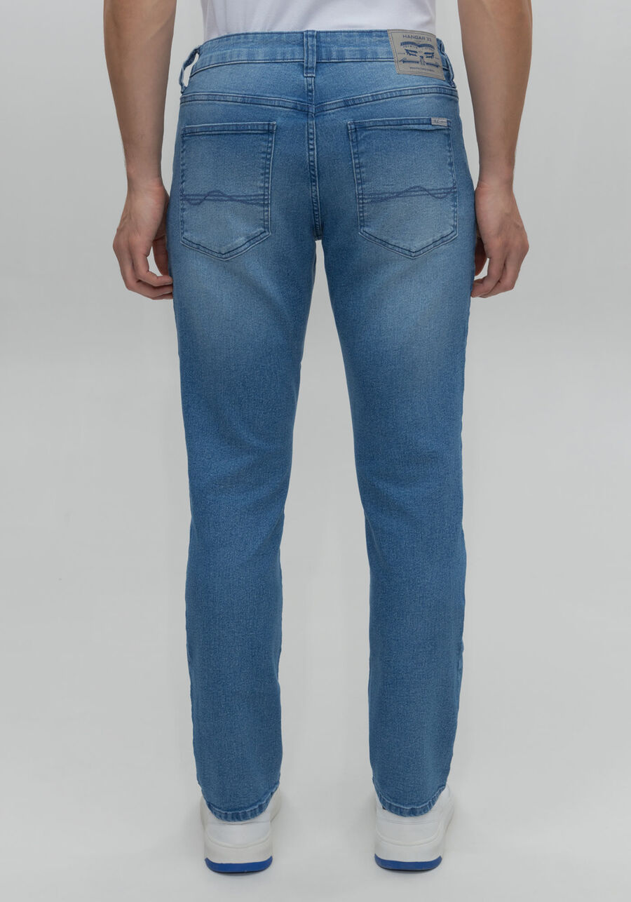 Calça Jeans Reta Radial Com Bolsos Funcionais E Elastano, JEANS. Calça Jeans Reta Radial Com Bolsos Funcionais E Elastano, JEANS, large.