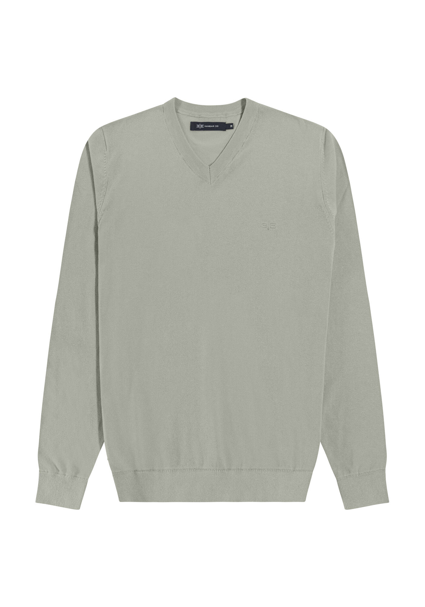 Blus&atilde;o B&aacute;sico Em Tric&ocirc; Com Mangas Longas E Gola V, CINZA FOG, large.