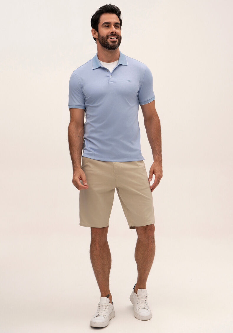 Bermuda Jogger Chino Masculina Em Sarja Amaciada, BEGE GELO, large.