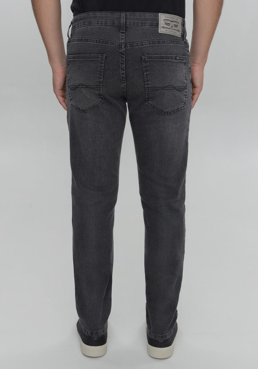 Calça Slim Jeans Turbofan Com Elastano E Bolsos, PRETO REATIVO. Calça Slim Jeans Turbofan Com Elastano E Bolsos, PRETO REATIVO, large.