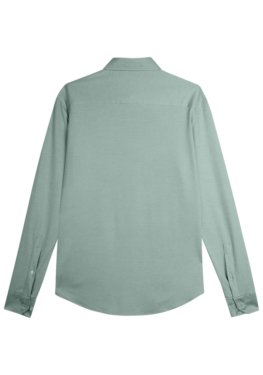 Camisa Masculina Slim Fit em Malha Tech Skin, VERDE TEOS. Camisa Masculina Slim Fit em Malha Tech Skin, VERDE TEOS, large.