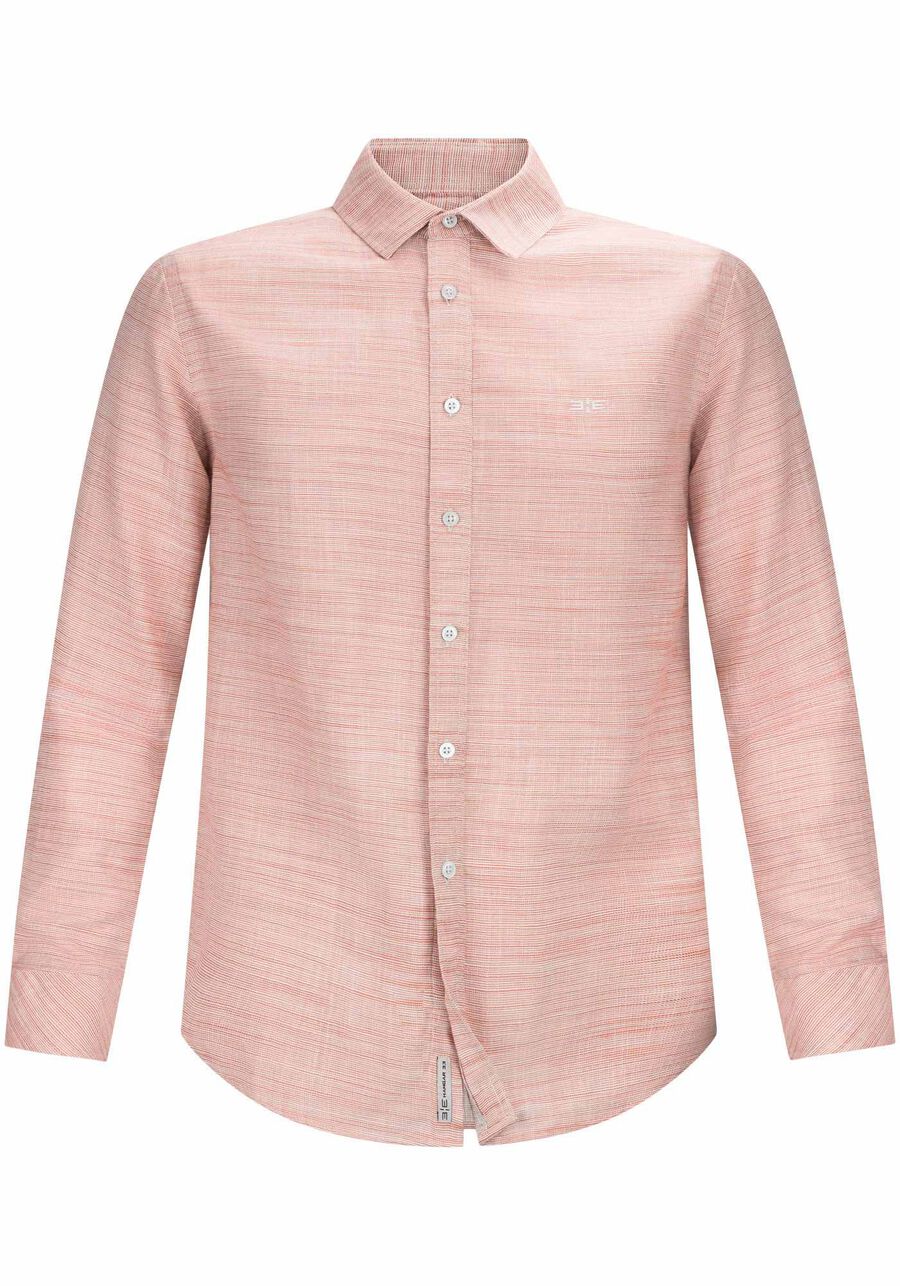 Camisa Masculina Slim Fit em Tecido Flamê Orgânico, SALMAO ALESAN. Camisa Masculina Slim Fit em Tecido Flamê Orgânico, SALMAO ALESAN, large.