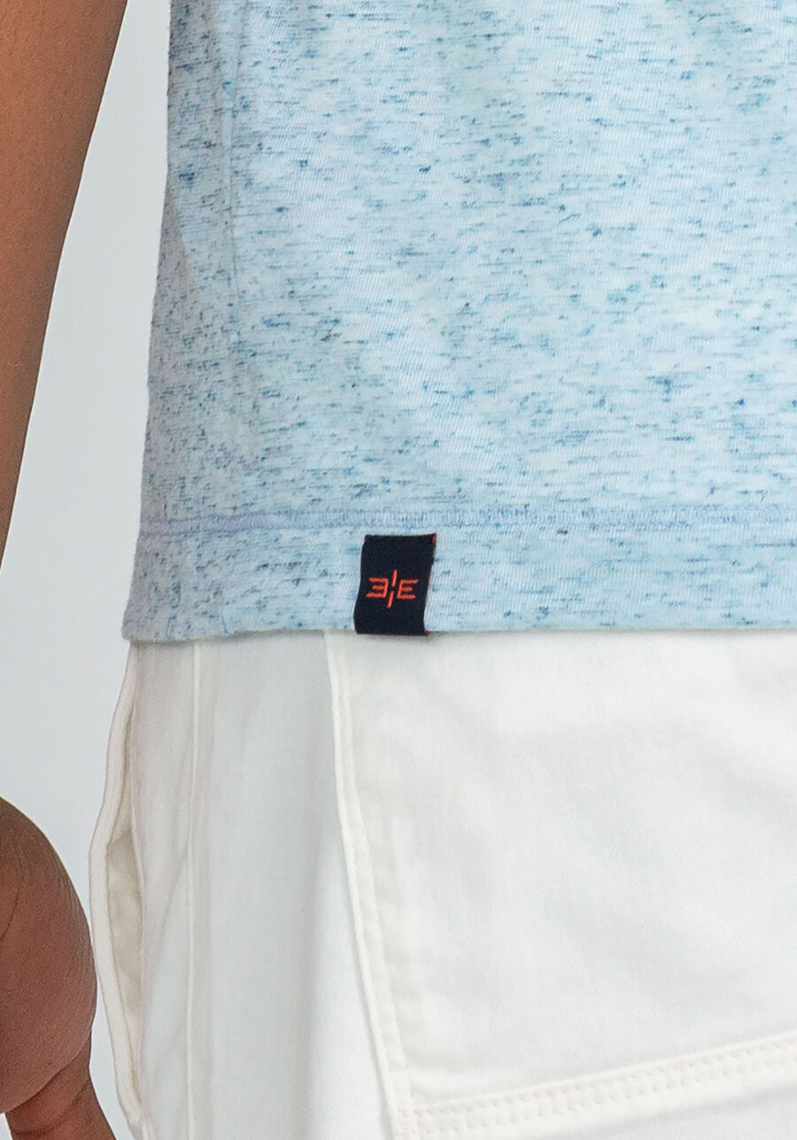 Camiseta Malha Linen Estampa Just Fly, AZUL BLUE MOON. Camiseta Malha Linen Estampa Just Fly, AZUL BLUE MOON, large.