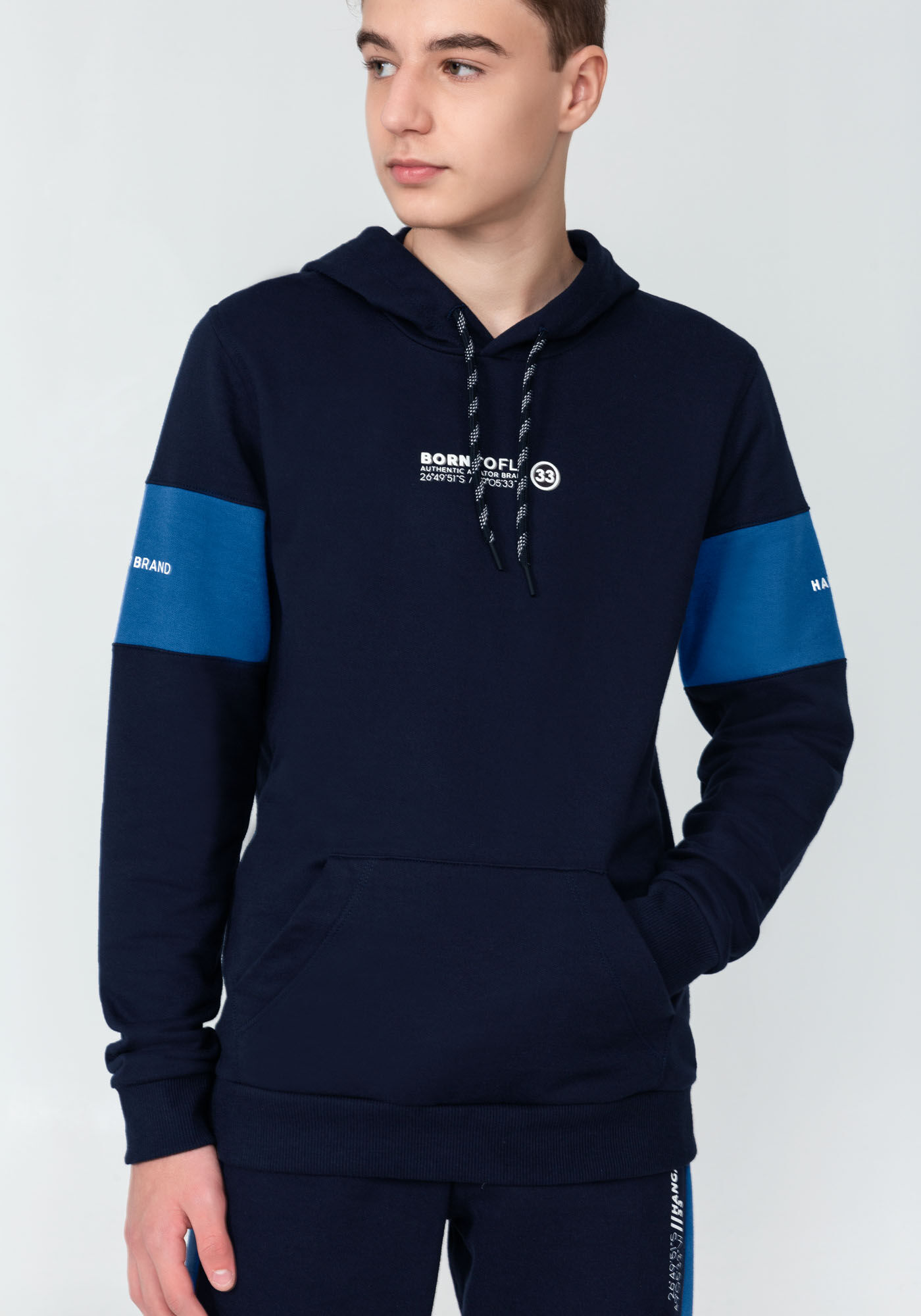 Blus&atilde;o em Moletom com Recorte Mangas Juvenil, MARINHO IMPERIO, large.