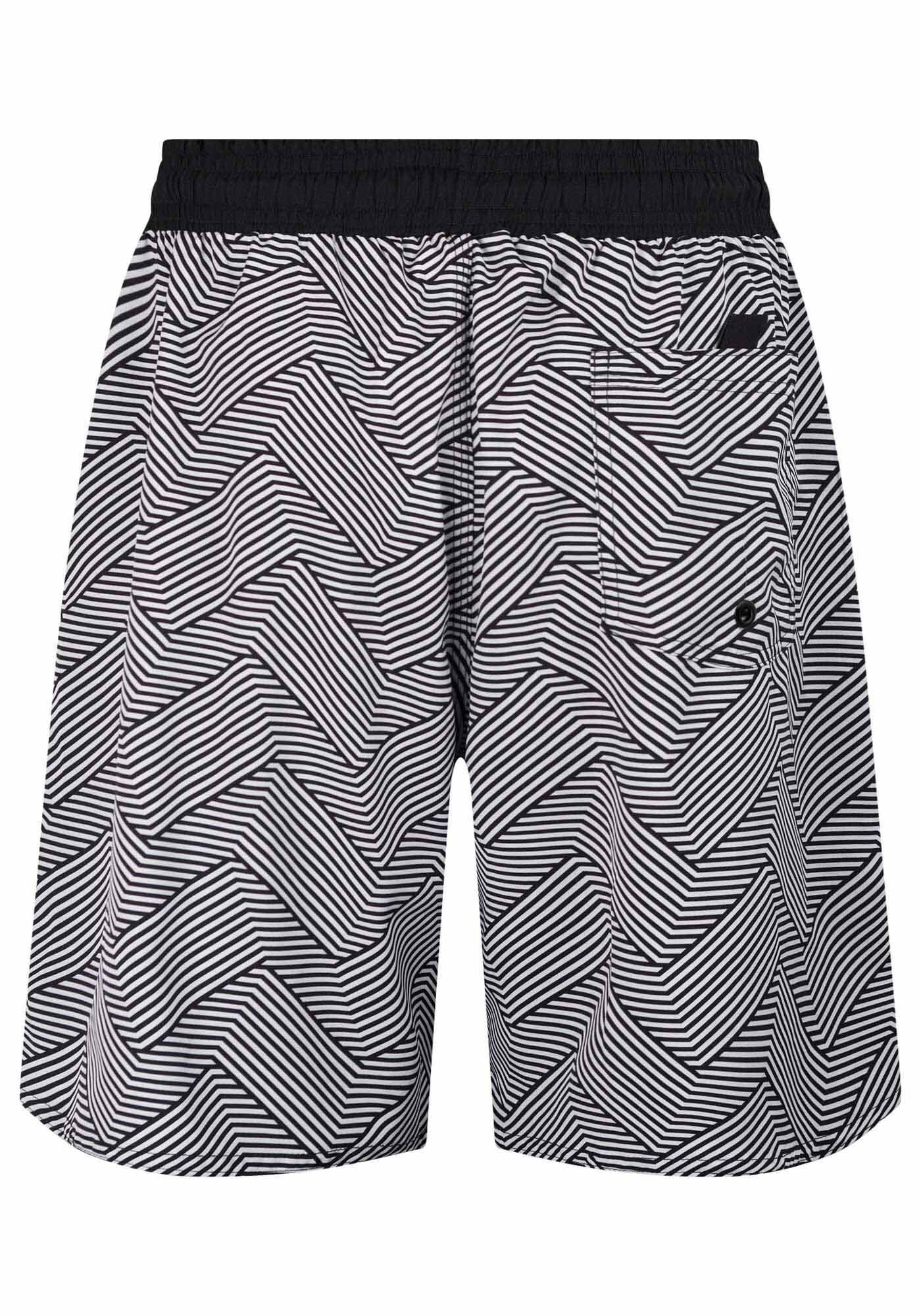 Shorts Estampado Com Bolso E Cadar&ccedil;o Em Tecido Plano, PRETO, large.