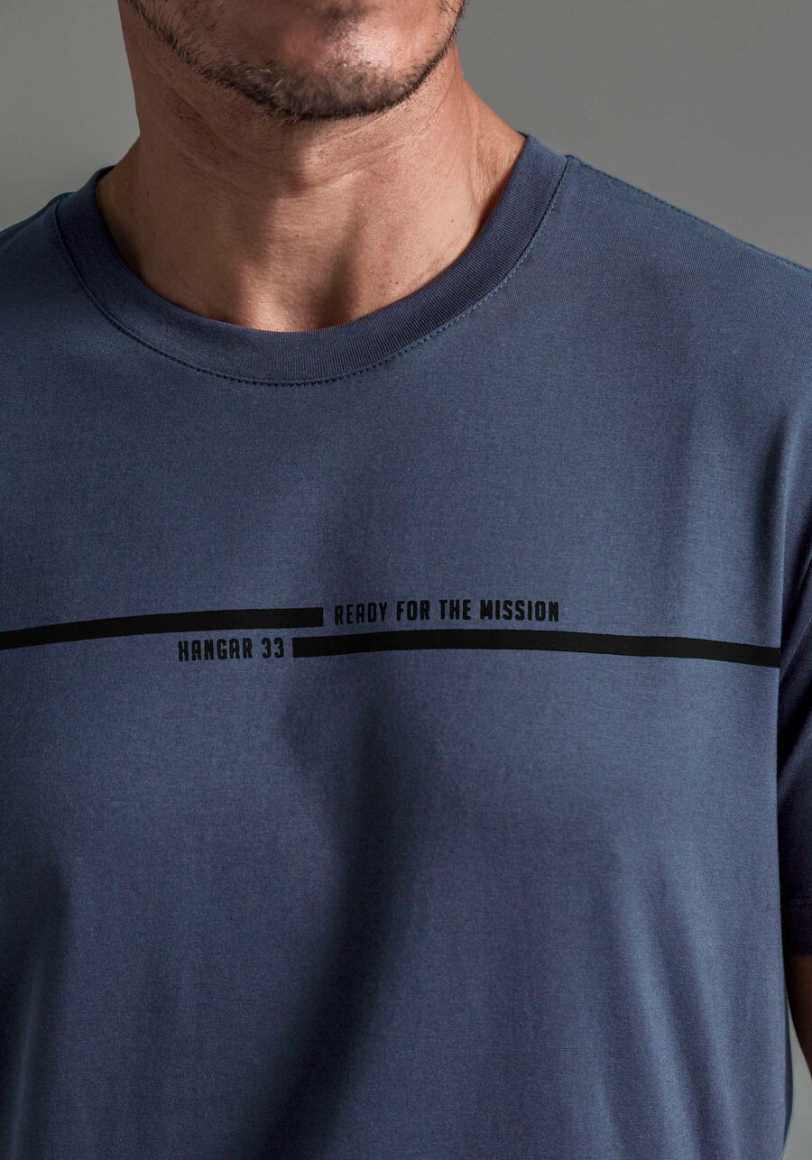 Camiseta Masculina em Malha Pima com Estampa, AZUL SEED. Camiseta Masculina em Malha Pima com Estampa, AZUL SEED, large.