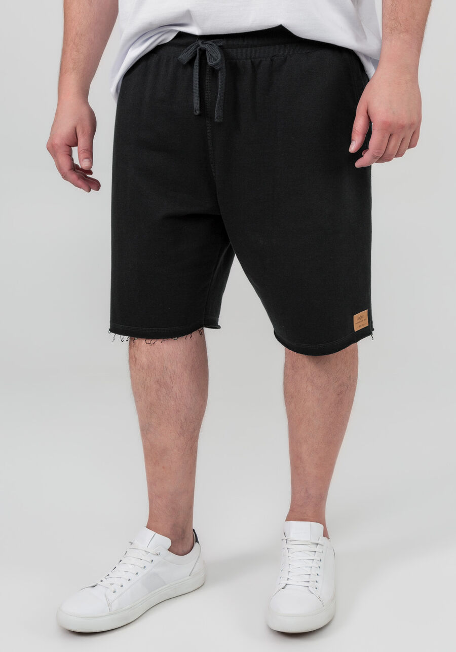 Bermuda em Moletom com bolso Big e Tall, PRETO REATIVO. Bermuda em Moletom com bolso Big e Tall, PRETO REATIVO, large.