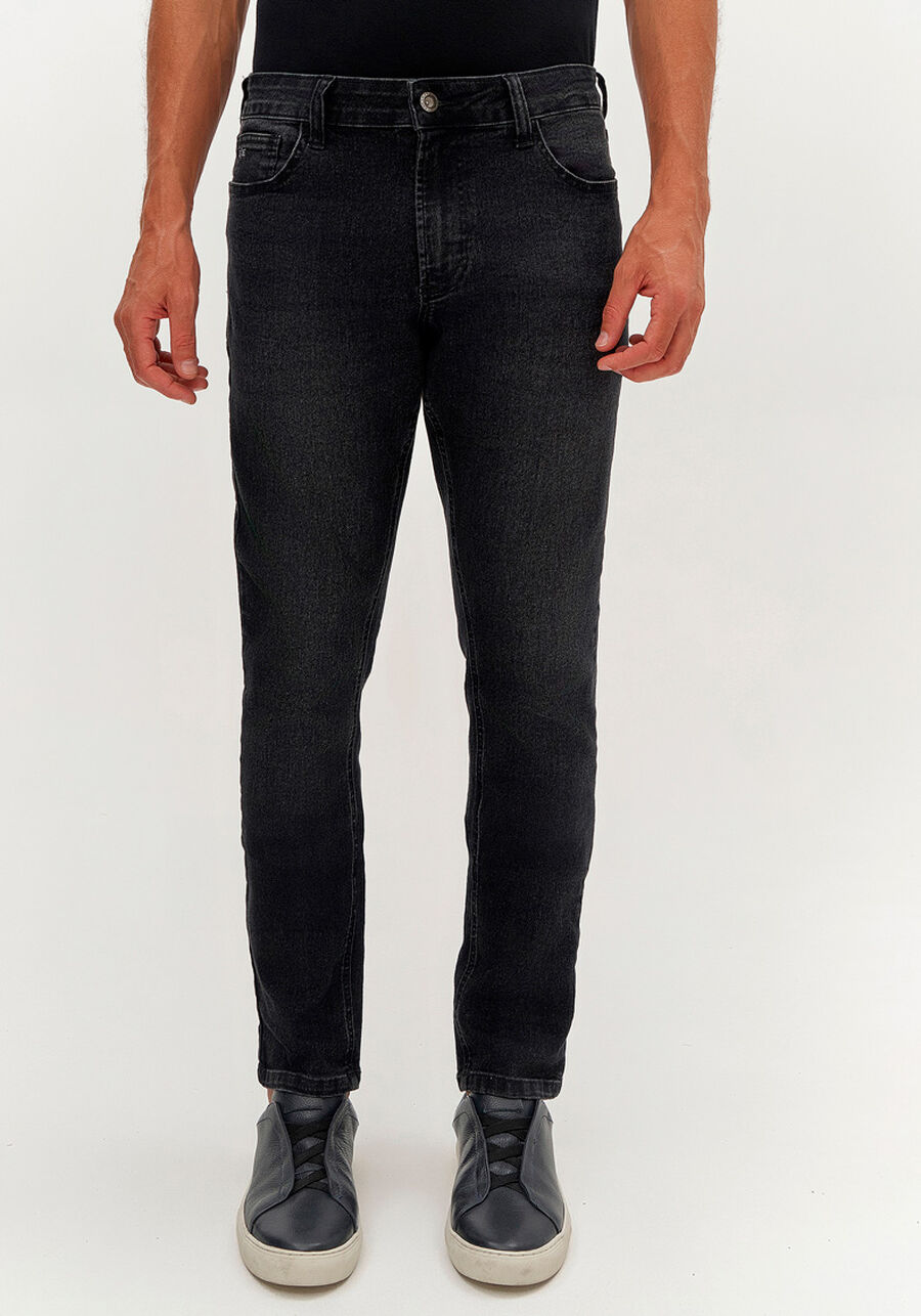 Calça Jeans Masculina Skinny Preta Estonada, PRETO REATIVO. Calça Jeans Masculina Skinny Preta Estonada, PRETO REATIVO, large.