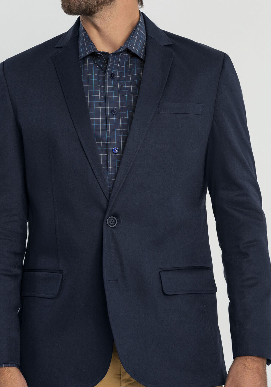 Blazer Social Comfort Em Sarja Com Elastano, MARINHO ACTION. Blazer Social Comfort Em Sarja Com Elastano, MARINHO ACTION, large.