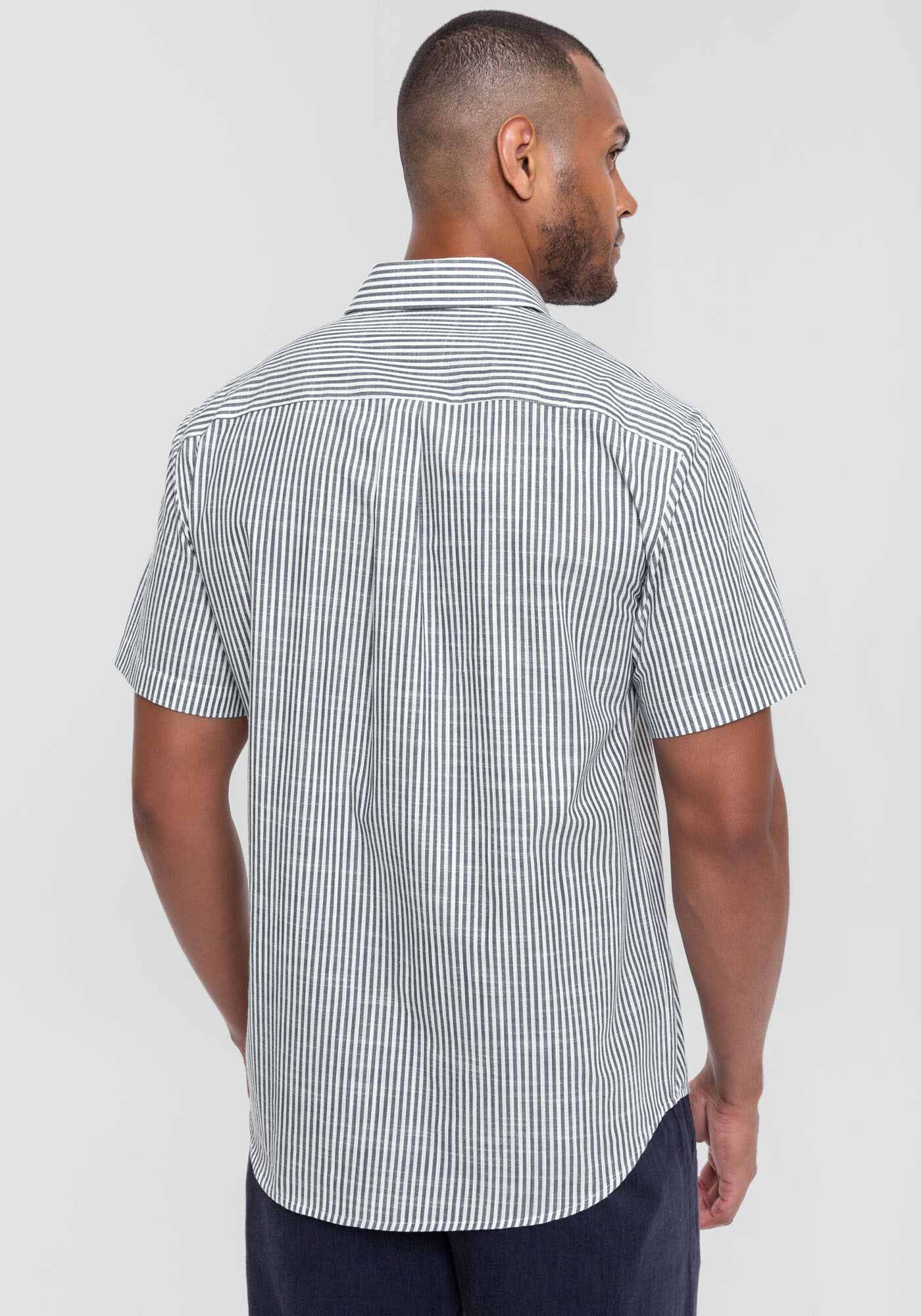Camisa social clearance listrada manga curta
