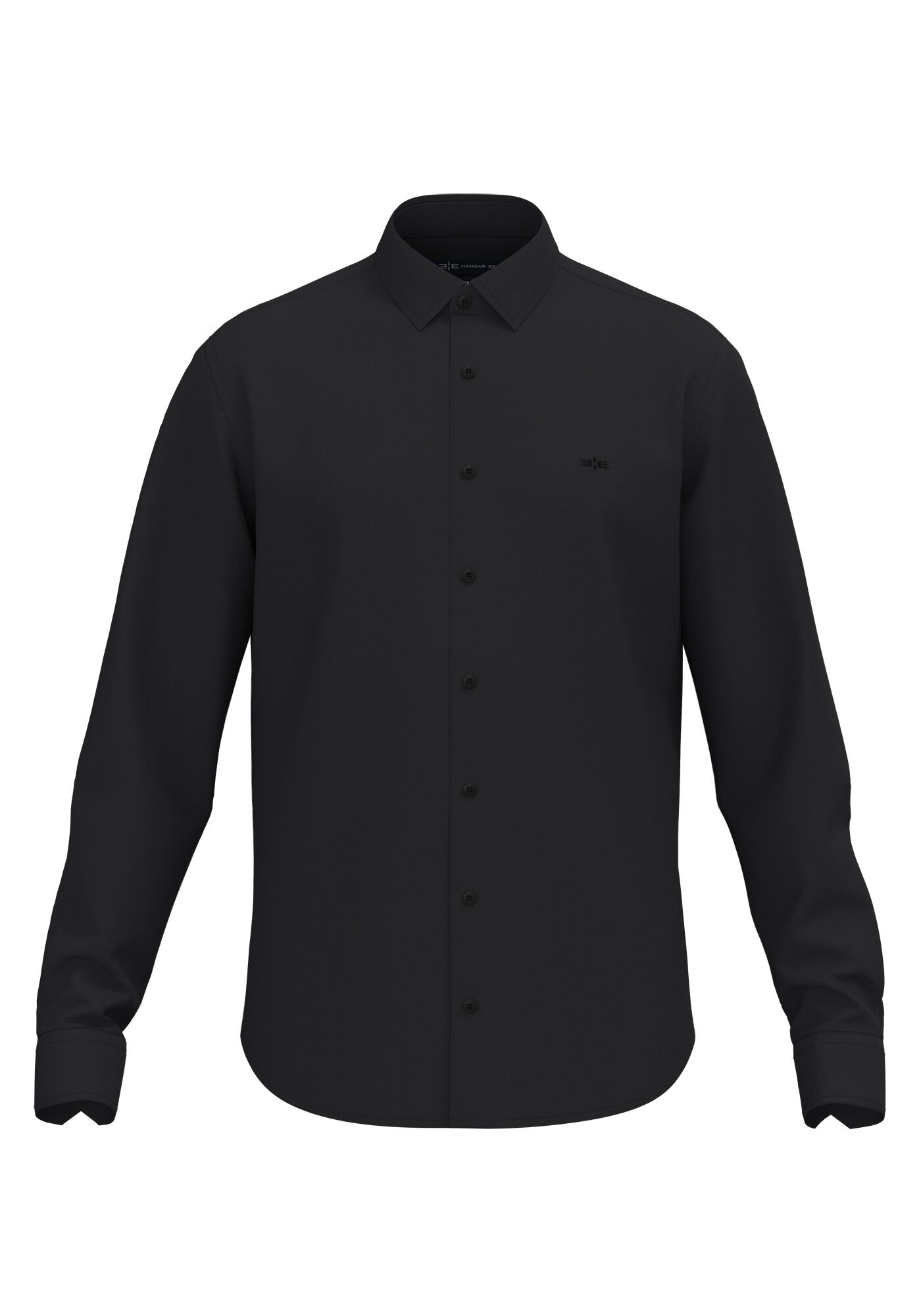 Camisa Slim Fit Masculina Com Mangas Longas E Bot&otilde;es, PRETO, large.